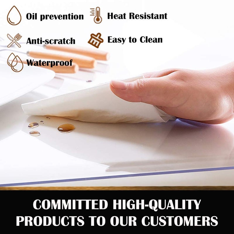 Leoewo 24 Inches Diameter Clear Round Plastic Protector Cover Wipeable Vinyl PVC Circle Tablecloth Dining Coffee Table Pad Wood Furniture Protector Eco Tabletop Protective Desktop Cover Mat Pad Easy Clean - Image 4